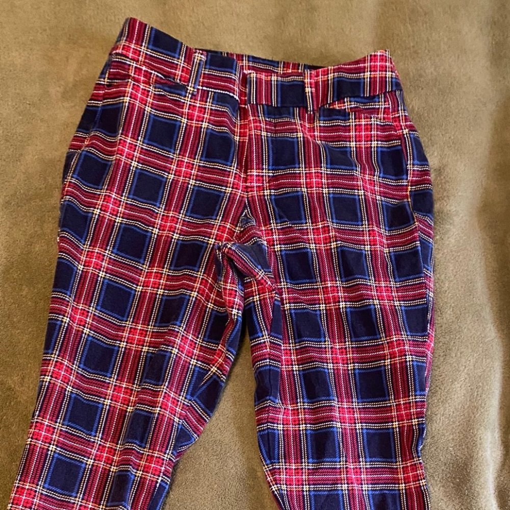 Pixie High-Rise Stretchy Plaid Pants Size 4/6